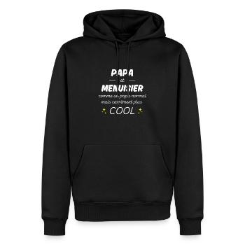 papa et menuisier papa plus cool - Sweat à capuche Premium bio Homme - noir - Devant - Nico (187cm)
