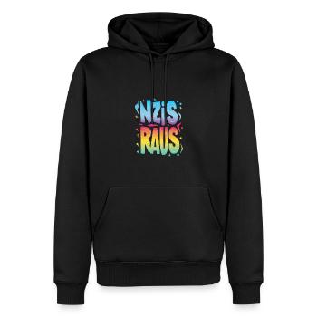 Nazis raus, Gegen AFD, Gegen Rechts, Faschismus - Männer Premium Bio Hoodie - Schwarz - Vorne - Nico (187cm)