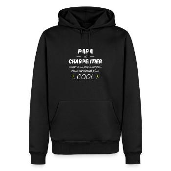 papa et charpentier papa plus cool - Sweat à capuche Premium bio Homme - noir - Devant - Nico (187cm)