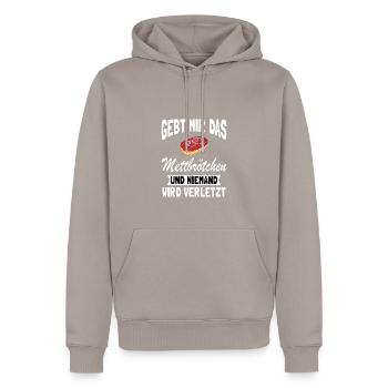 Mettbrötchen Mett Mettigel - Männer Premium Bio Hoodie - Taupe - Vorne - Nico (187cm)