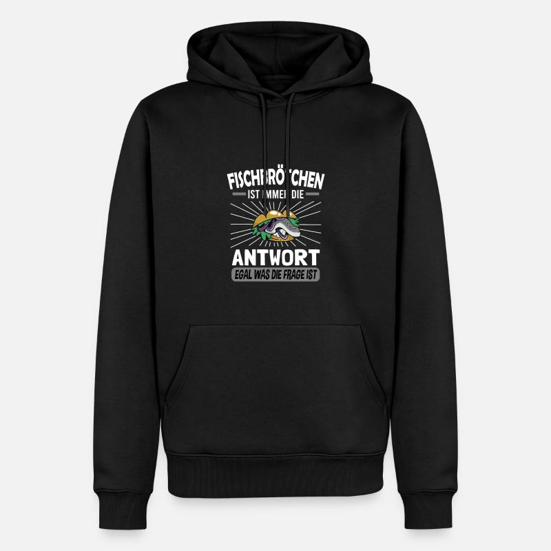 Fischbrötchen mit Pommes - Männer Premium Bio Hoodie - Schwarz