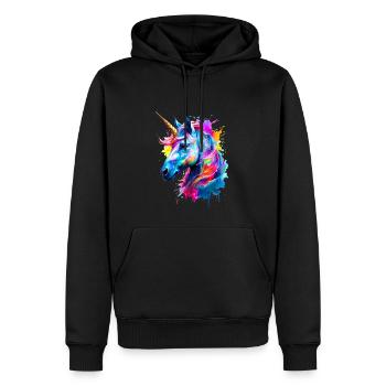 Licorne peinte - Sweat à capuche Premium bio Homme - noir - Devant - Nico (187cm)
