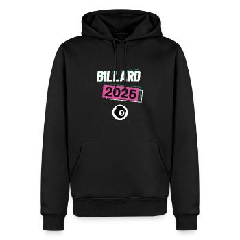 Billard 2025 Billardspieler Billardspielerin - Männer Premium Bio Hoodie - Schwarz - Vorne - Nico (187cm)