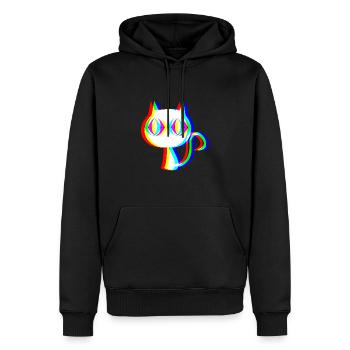 EDM Cat Rave style Glitch - Sweat à capuche Premium bio Homme - noir - Devant - Nico (187cm)