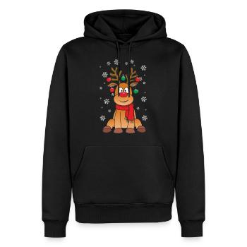 Sitzende Weihnachtsrentiere - Männer Premium Bio Hoodie - Schwarz - Vorne - Nico (187cm)