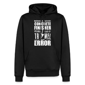 Finisseur de béton Truelle de bétonnière et erreur - Sweat à capuche Premium bio Homme - noir - Devant - Nico (187cm)