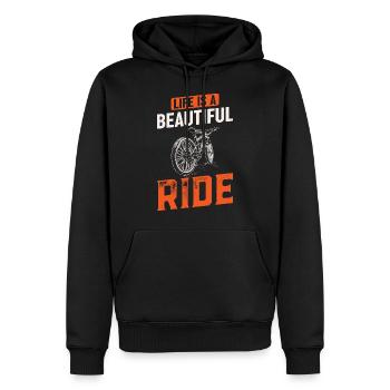 La vie est un beau tour à vélo - Sweat à capuche Premium bio Homme - noir - Devant - Nico (187cm)