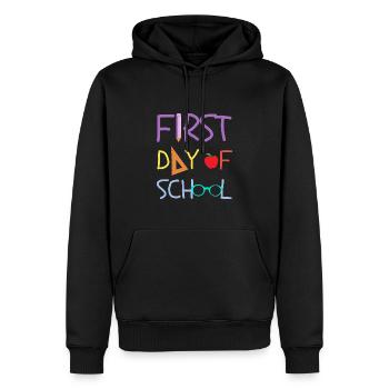 First day of school DESIGN - Sweat à capuche Premium bio Homme - noir - Devant - Nico (187cm)