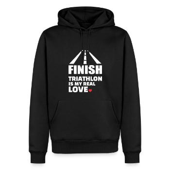 Ich Liebe Triathlon - Männer Premium Bio Hoodie - Schwarz - Vorne - Nico (187cm)