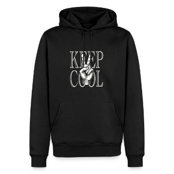 Peace Symbol für Männer die cool bleiben - Männer Premium Bio Hoodie - Schwarz - Vorne - Nico (187cm)