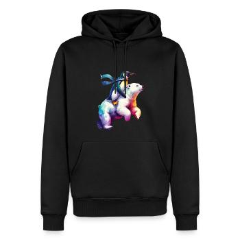 Funny Penguin and Polar Bear Gift - Men’s Premium Organic Hoodie - black - Front - Nico (187cm)