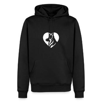 Berger allemand coupé coeur - Sweat à capuche Premium bio Homme - noir - Devant - Nico (187cm)