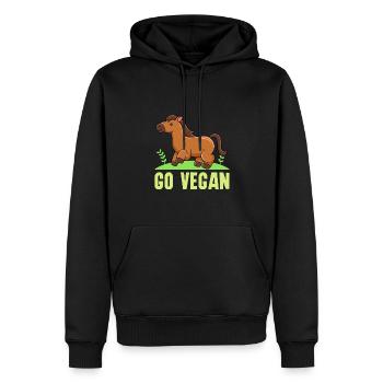 Pferdedesign für stolze Veganer - Männer Premium Bio Hoodie - Schwarz - Vorne - Nico (187cm)