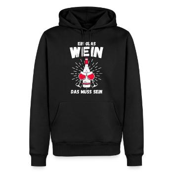 EIN GLAS WEIN DAS MUSS SEIN - Männer Premium Bio Hoodie - Schwarz - Vorne - Nico (187cm)