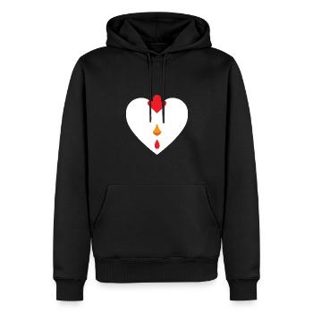 Hühnerherz-Design für Hühnerfans - Männer Premium Bio Hoodie - Schwarz - Vorne - Nico (187cm)