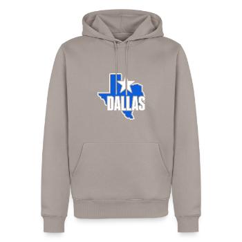 Conception de carte Dallas Texas pour les fiers Dallasites - Sweat à capuche Premium bio Homme - taupe - Devant - Nico (187cm)
