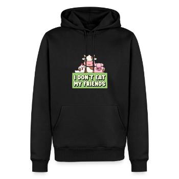 Kuh Schwein Happy Friends Design für Veganer - Männer Premium Bio Hoodie - Schwarz - Vorne - Nico (187cm)