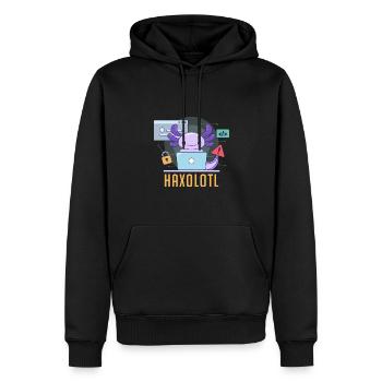 Haxolotl Pun Design for Axolotl Lovers - Men’s Premium Organic Hoodie - black - Front - Nico (187cm)