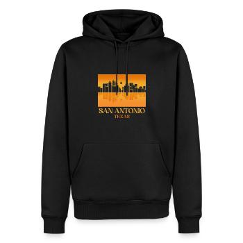 San Antonio Sunset Skyline Design pour Proud San - Sweat à capuche Premium bio Homme - noir - Devant - Nico (187cm)
