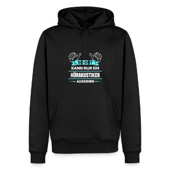 Hörakustiker Design für stolze Handwerker - Männer Premium Bio Hoodie - Schwarz - Vorne - Nico (187cm)