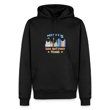 Retrouvez-moi à San Antonio Design for Proud - Sweat à capuche Premium bio Homme - noir - Devant - Nico (187cm)