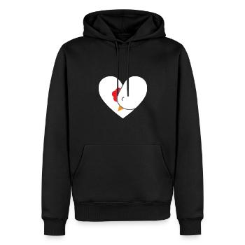 Hühnerherz-Design für Hühnerfans - Männer Premium Bio Hoodie - Schwarz - Vorne - Nico (187cm)