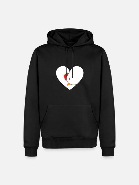 Hühnerherz-Design für Hühnerfans - Männer Premium Bio Hoodie - Schwarz
