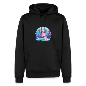 Leben des Axolotl Anime Design für Axolotl Fans - Männer Premium Bio Hoodie - Schwarz - Vorne - Nico (187cm)