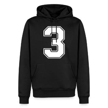 Maillot numéro 3 - Sweat à capuche Premium bio Homme - noir - Devant - Nico (187cm)