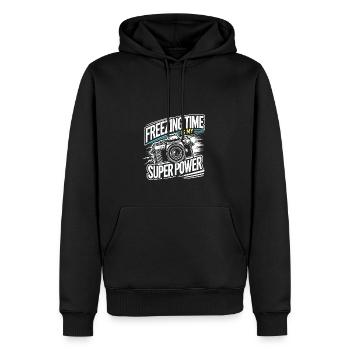 Zeit einfrieren ist meine Superkraft - Männer Premium Bio Hoodie - Schwarz - Vorne - Nico (187cm)