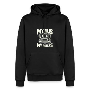 Mein Bus Meine Regeln - Männer Premium Bio Hoodie - Schwarz - Vorne - Nico (187cm)