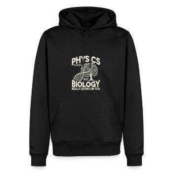 Physik regiert, aber Biologie wächst einem - Männer Premium Bio Hoodie - Schwarz - Vorne - Nico (187cm)