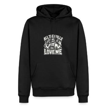 Alle Grills lieben mich - Männer Premium Bio Hoodie - Schwarz - Vorne - Nico (187cm)