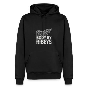 Körper von Ribeye - Männer Premium Bio Hoodie - Schwarz - Vorne - Nico (187cm)