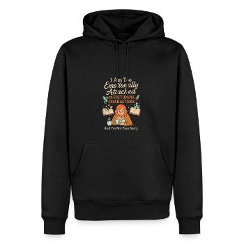 Ich bin zu sehr emotional an fiktive Charaktere - Männer Premium Bio Hoodie - Schwarz - Vorne - Nico (187cm)