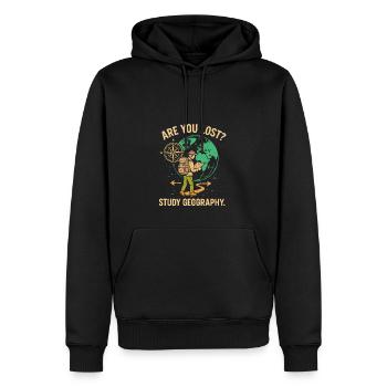 Haben Sie sich verlaufen? Geographie studieren - Männer Premium Bio Hoodie - Schwarz - Vorne - Nico (187cm)