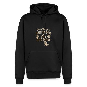 Beschäftigt als Barkeeperin und Hundemutter - Männer Premium Bio Hoodie - Schwarz - Vorne - Nico (187cm)