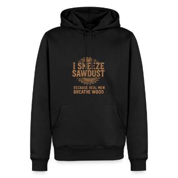 Ich niese Sägemehl - Männer Premium Bio Hoodie - Schwarz - Vorne - Nico (187cm)