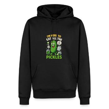 Ich bin hier, um alle Gurken zu essen - Männer Premium Bio Hoodie - Schwarz - Vorne - Nico (187cm)