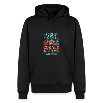Tut mir leid, ich kann nicht, meine Korallen - Männer Premium Bio Hoodie - Schwarz - Vorne - Nico (187cm)