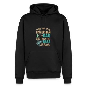 Ich habe zwei Titel Fischer und Vater und ich - Männer Premium Bio Hoodie - Schwarz - Vorne - Nico (187cm)