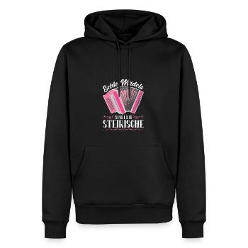 Echte Mädels spielen Steirische Harmonika Quetschn - Männer Premium Bio Hoodie - Schwarz - Vorne - Nico (187cm)