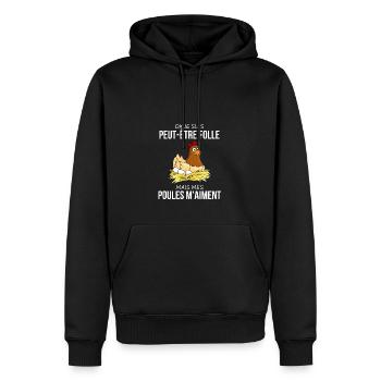 Je suis peut-être folle mais mes poules m'aiment - Sweat à capuche Premium bio Homme - noir - Devant - Nico (187cm)