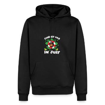 Flamant rose avec chapeau de Noël, Drôle de Noël dans - Sweat à capuche Premium bio Homme - noir - Devant - Nico (187cm)