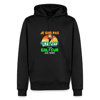 Cadeau Humour Golf Retraite Homme Golfeur - Sweat à capuche Premium bio Homme - noir - Devant - Nico (187cm)