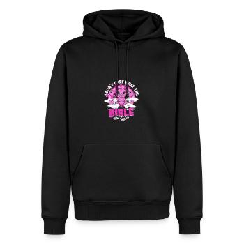 I Don't Care What The Bible Says - satanic - Men’s Premium Organic Hoodie - black - Front - Nico (187cm)