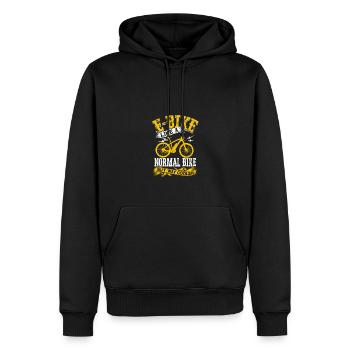 E-Bike wie ein normales Fahrrad, aber viel cooler - - Männer Premium Bio Hoodie - Schwarz - Vorne - Nico (187cm)