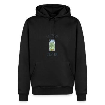 J’adore quand vous mettez le pourboire - bar - Sweat à capuche Premium bio Homme - noir - Devant - Nico (187cm)