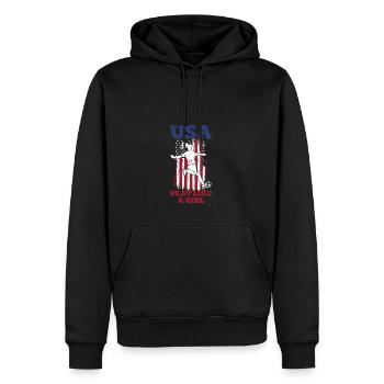 USA spielen wie ein Mädchen - Score Keeper - Männer Premium Bio Hoodie - Schwarz - Vorne - Nico (187cm)
