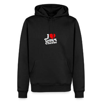I love cream cheese - cream cheese - Men’s Premium Organic Hoodie - black - Front - Nico (187cm)